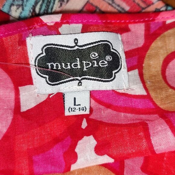 Mud Pie CoverUp Pink Red Dress 3/4 sleeve   Sz L - Picture 5 of 5
